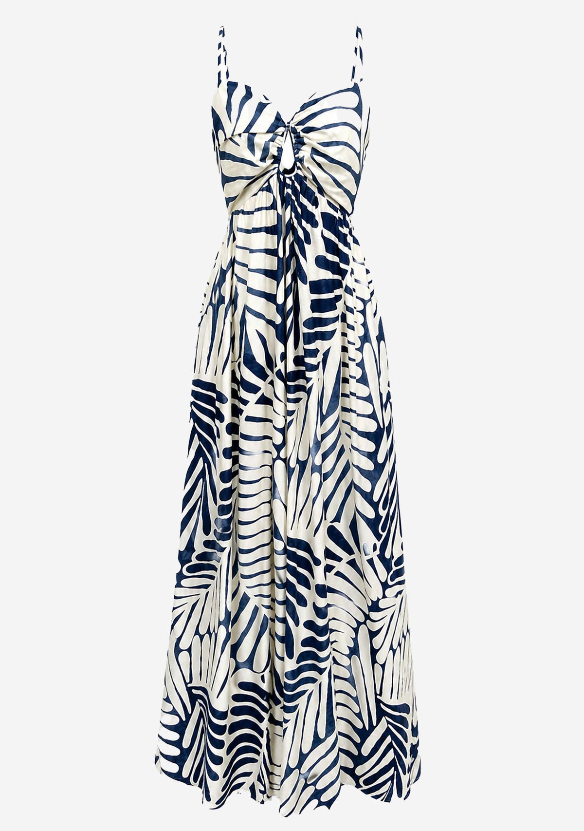 C.F Bust Hole W/ Tie Maxi Dress Navy/Ivory