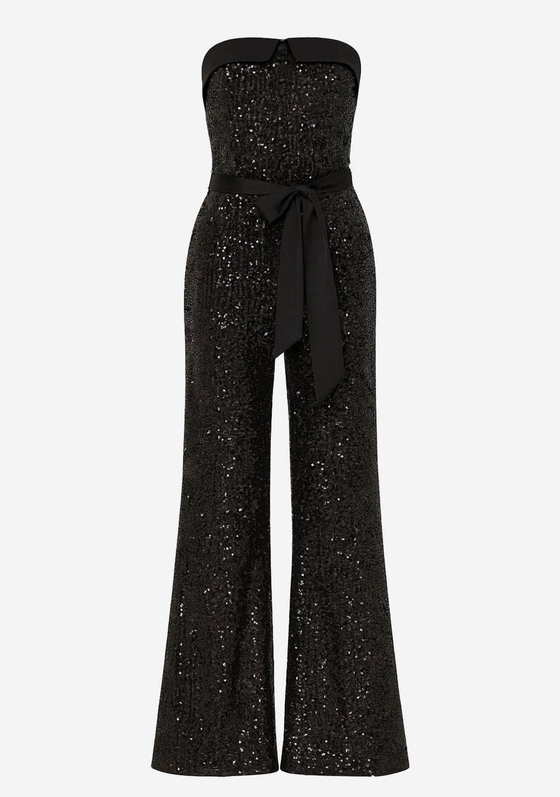 Tube Belted Sequin Jumpsuit Black