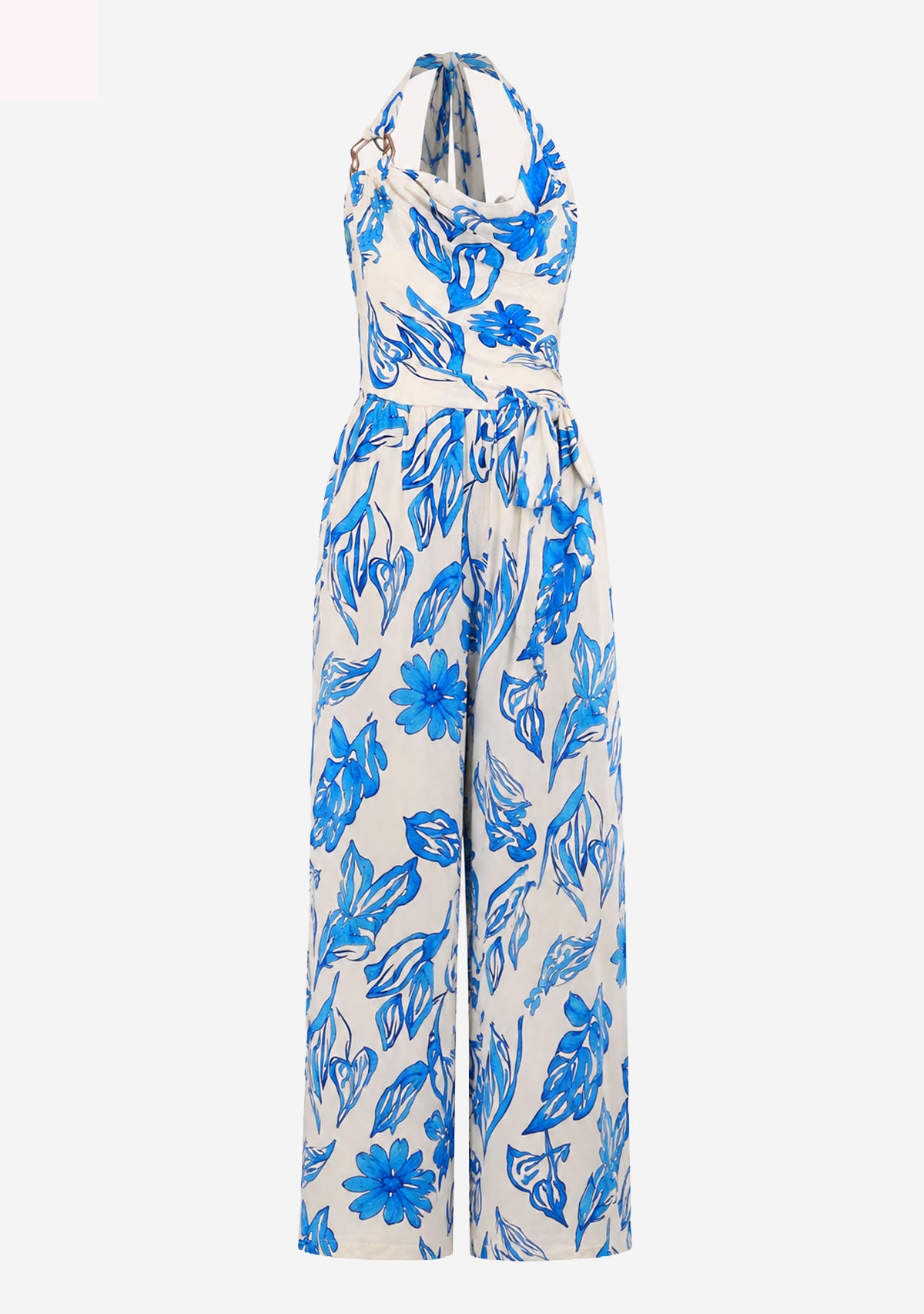 Halter Tia Back Chest Elastic Back Waisted Jumpsuit