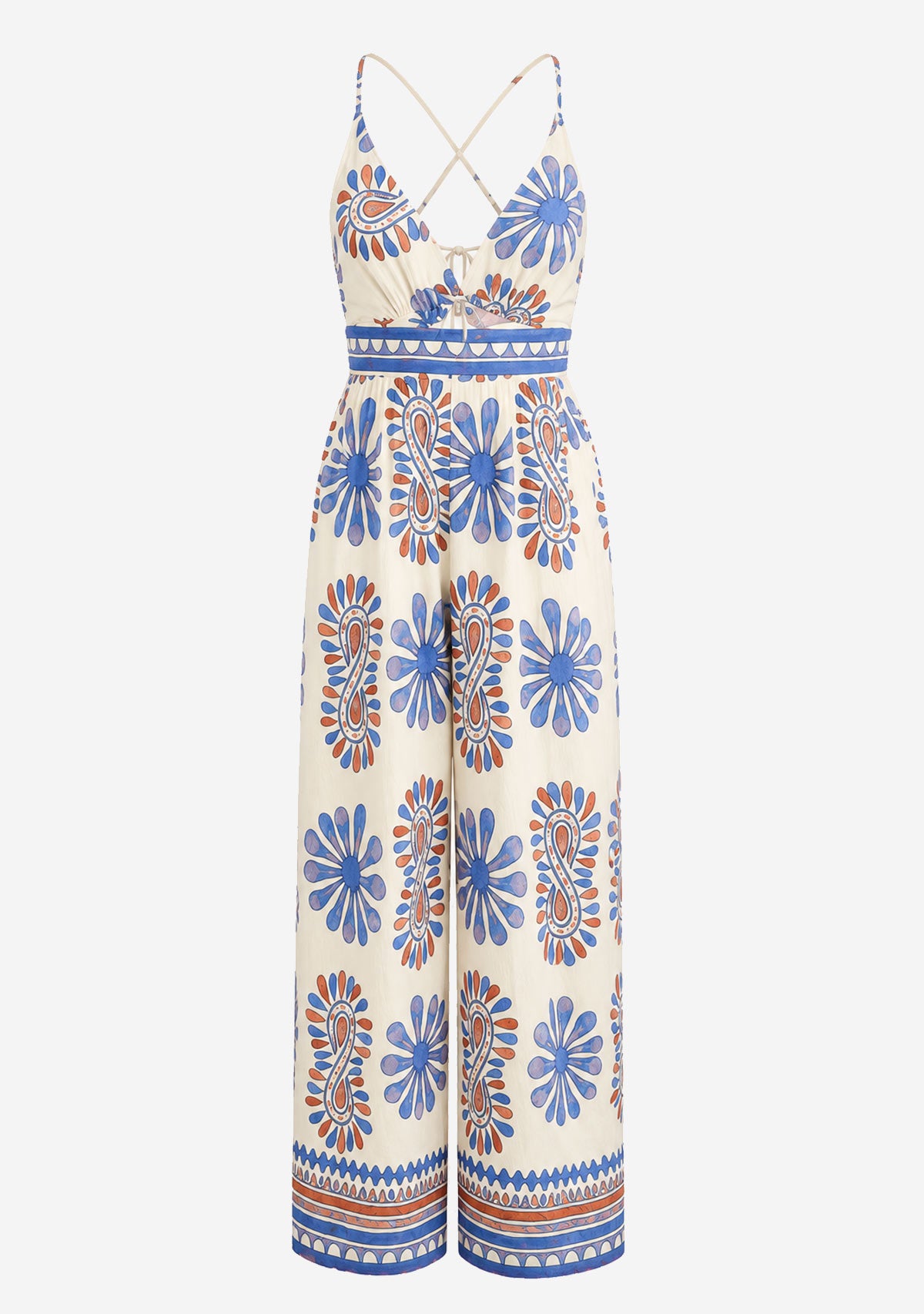 Sleeveless Tie Back Chest Elastic Back Waisted Jumpsuit
