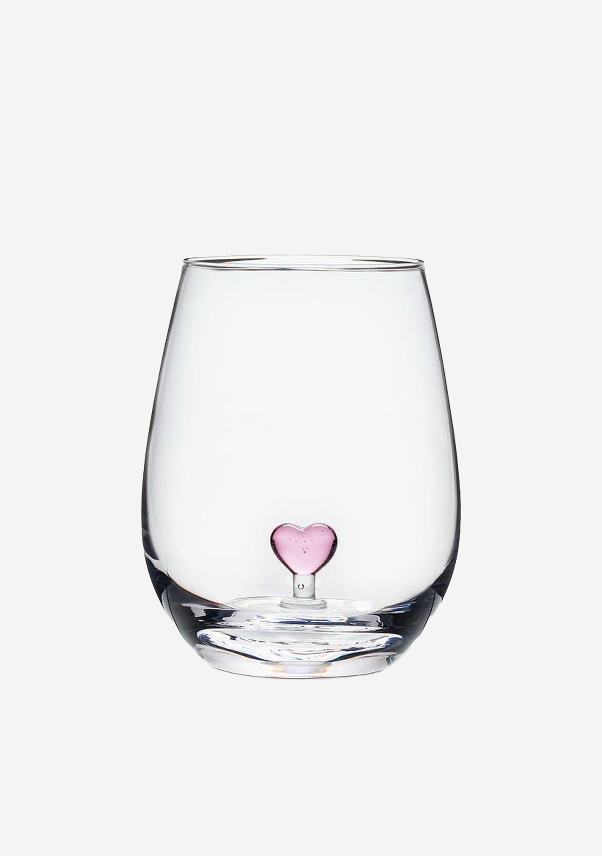  Pink Heart Stemless Wine Glass