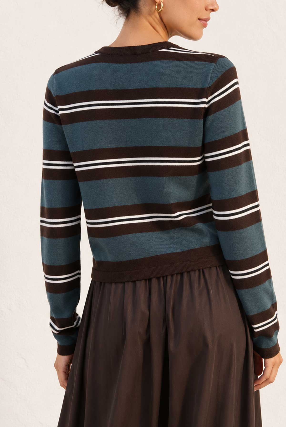 Addison Stripe Knit Top Olivaceous