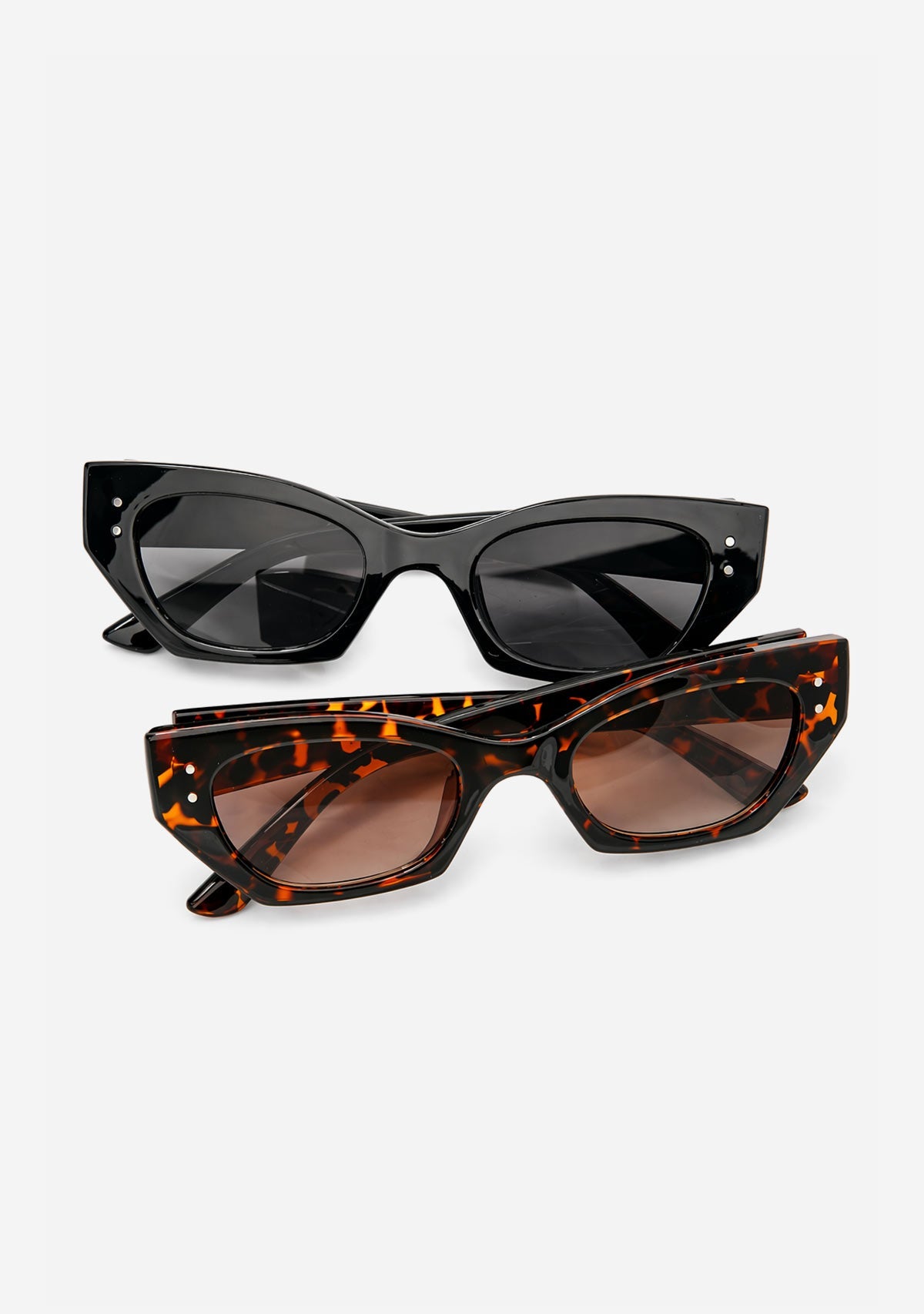 Angular Cat Eye Rivet Detail Sunglasses Fame Accessories