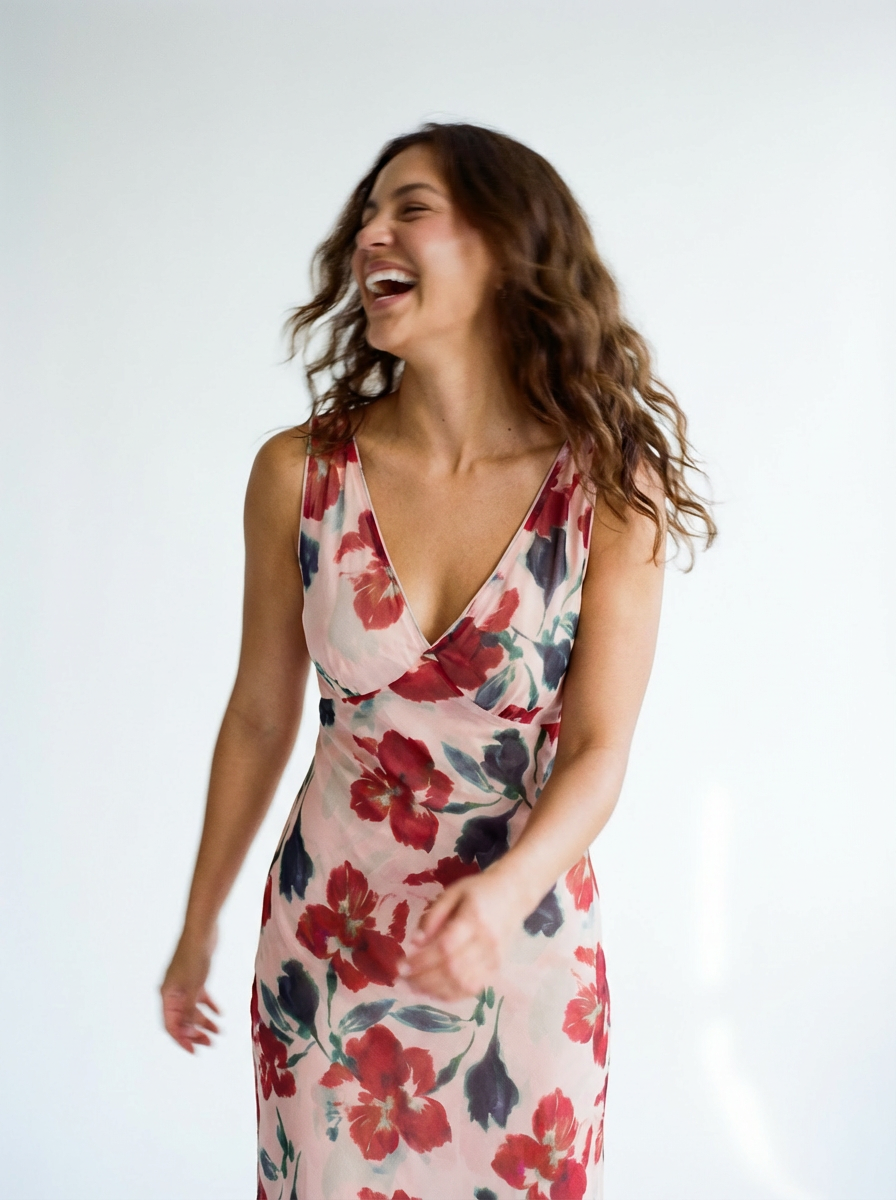 Arabella Bias Midi Dress Red Floral