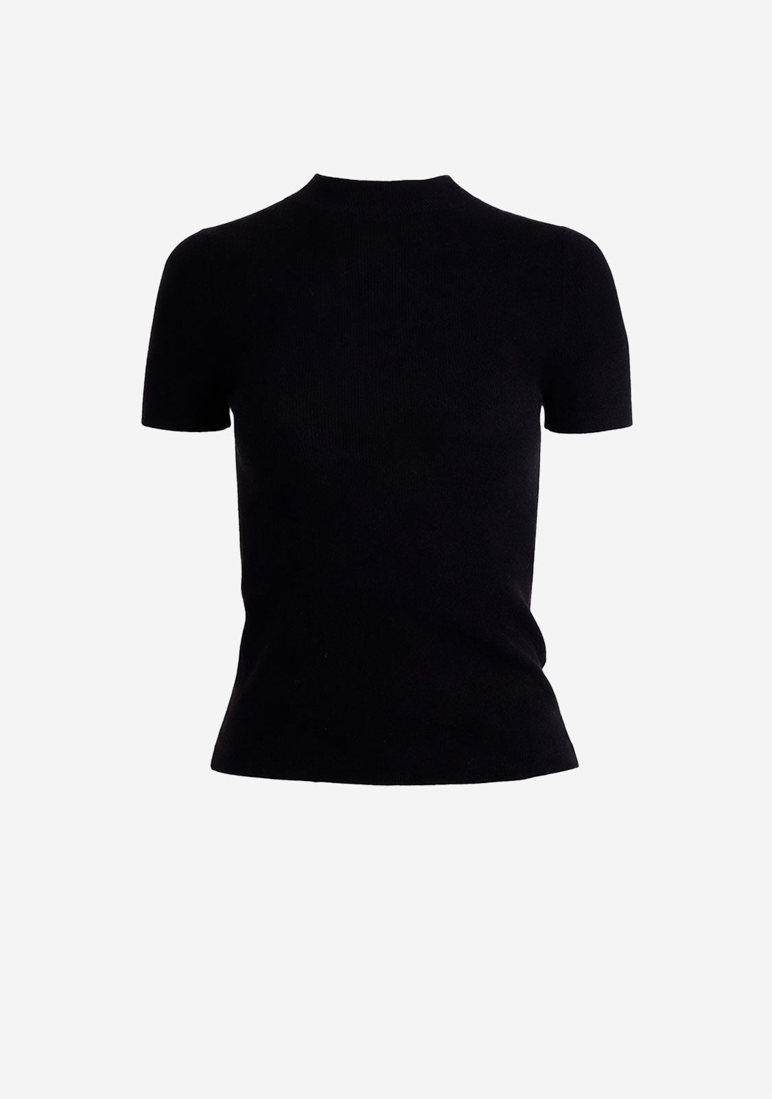Mock Neck Fitted Knit Tee Black