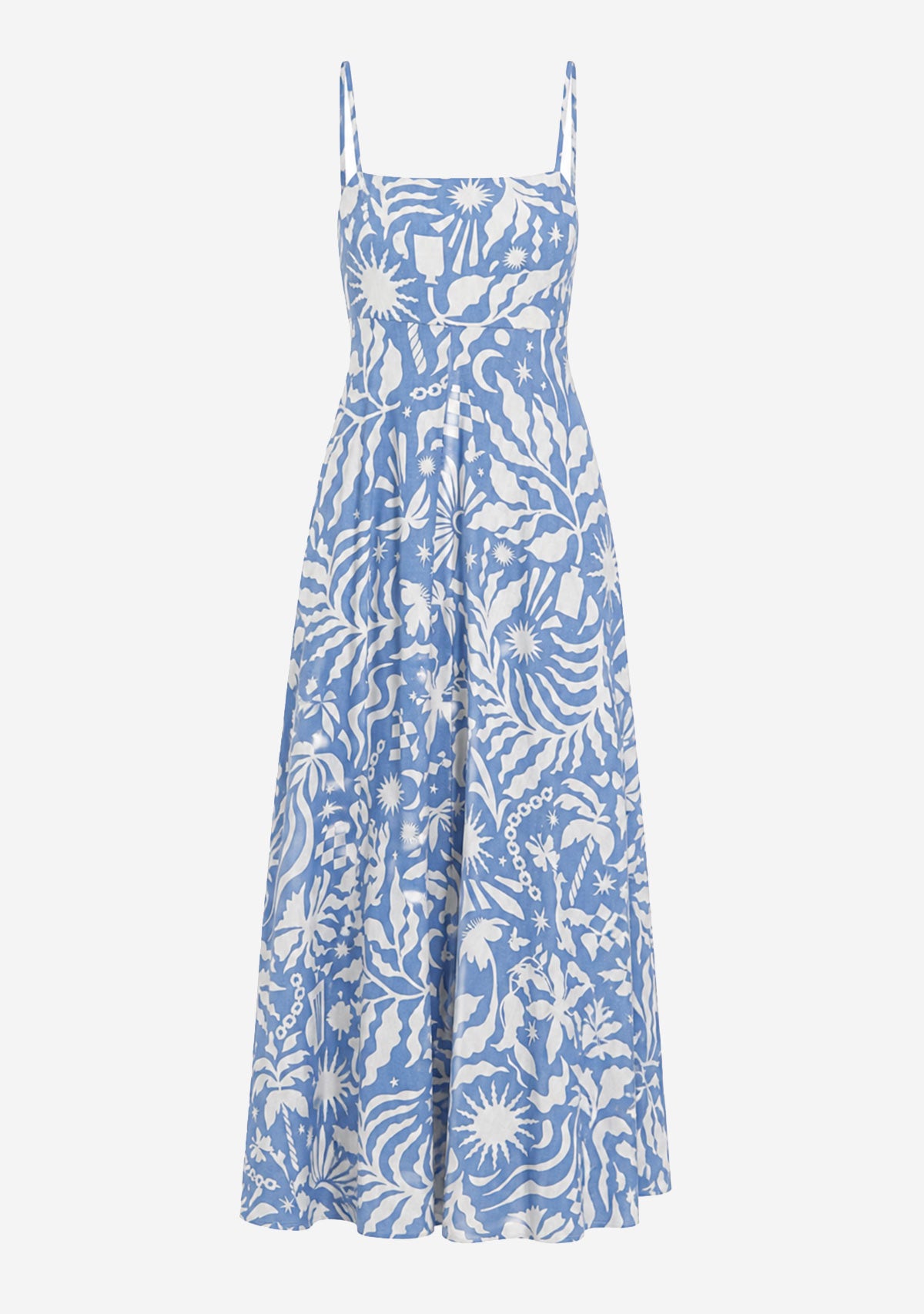 Palmetto Midi Dress Blue Cream