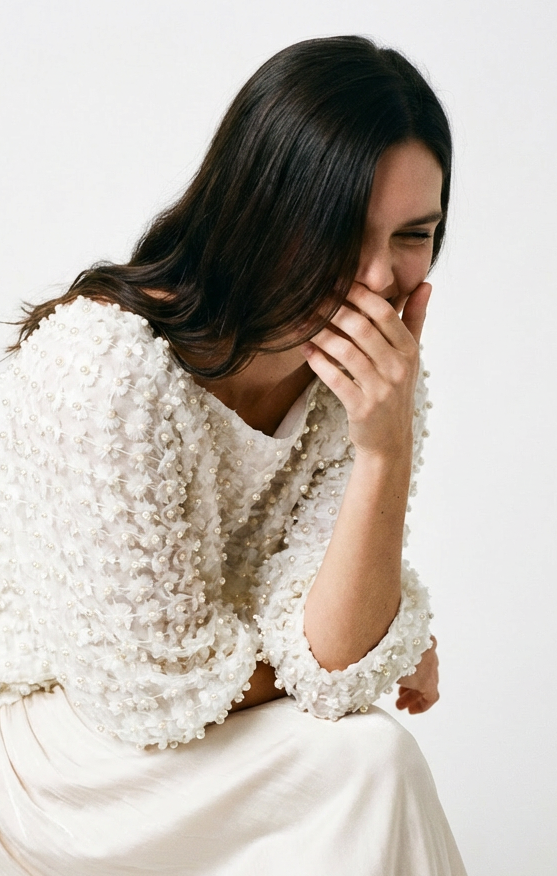 Blouse au crochet de perles