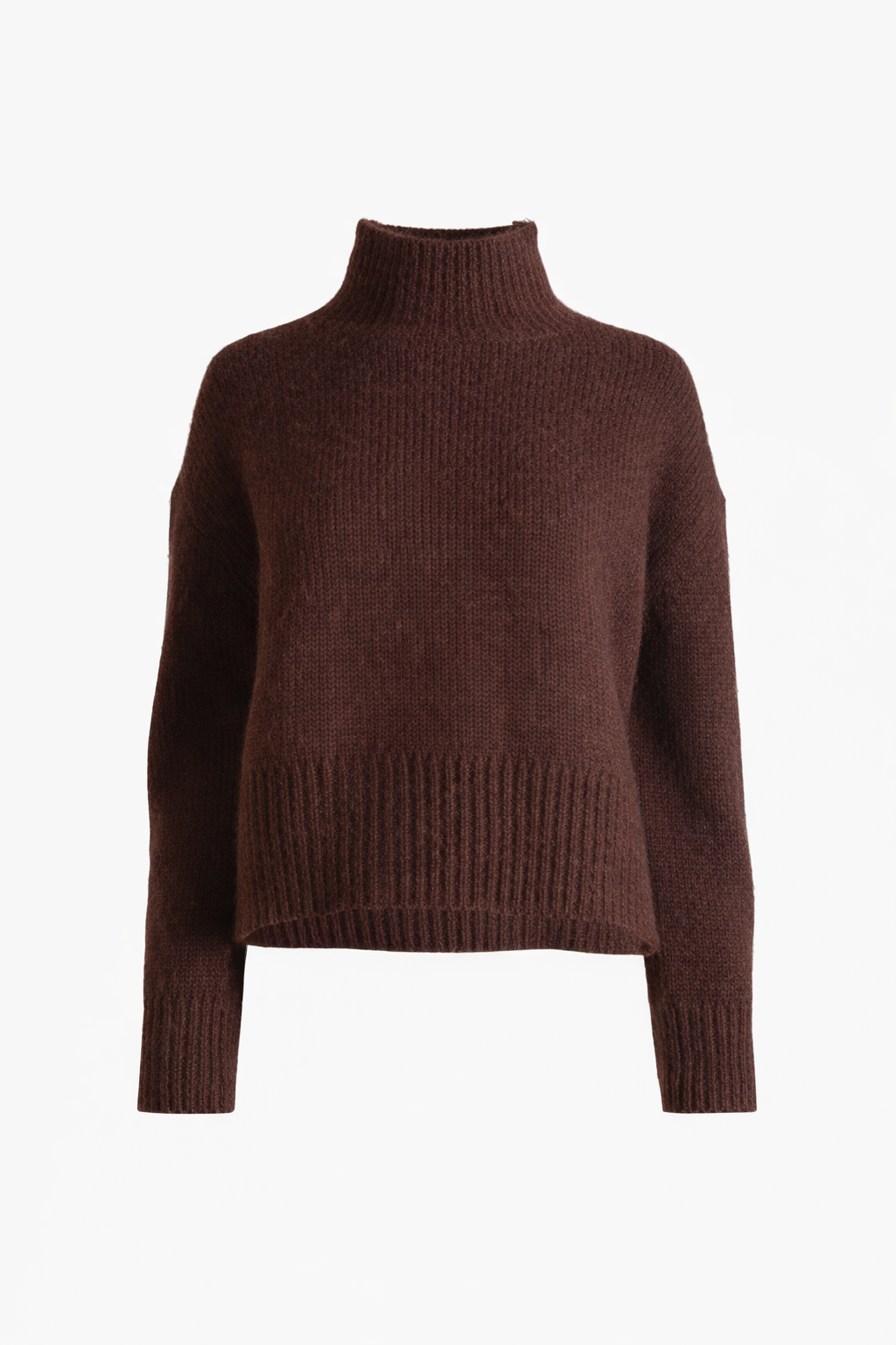 Boxy Mock Neck Sweater Chocolate Brown