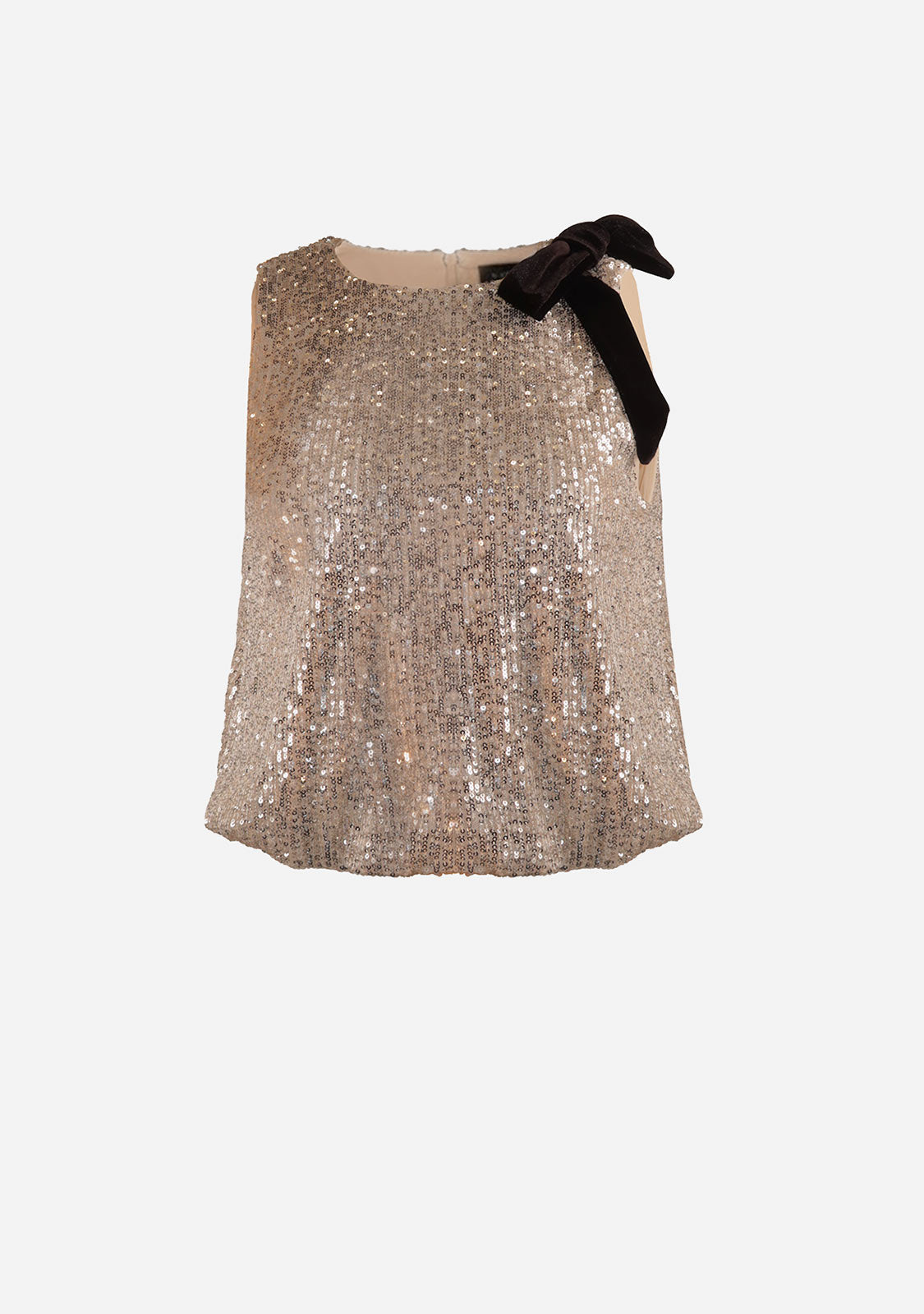 Sequin Bow Detail Crop Gold Silver