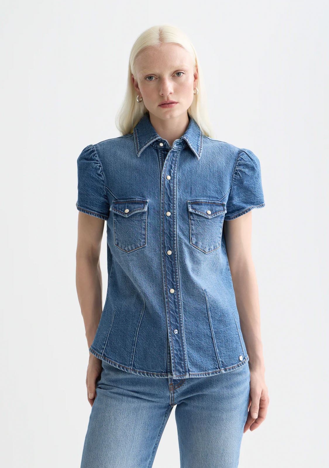 Cap Sleeve Fitted Denim Shirt Texas Sun