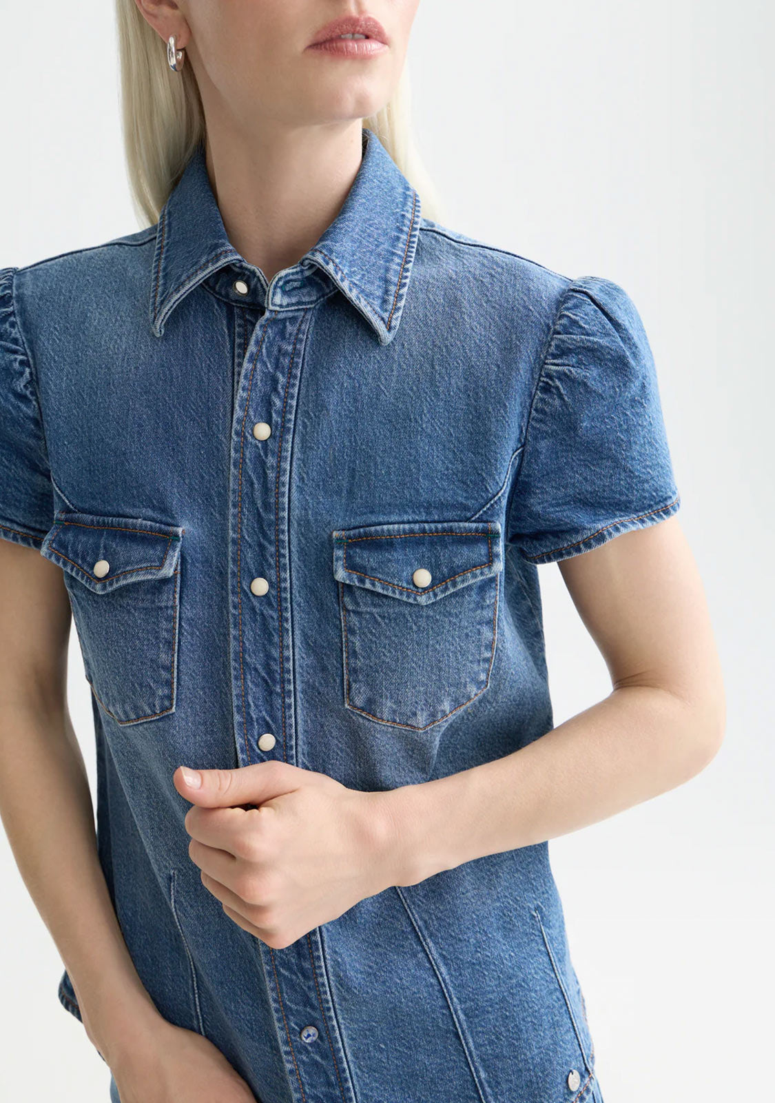 Cap Sleeve Fitted Denim Shirt Texas Sun