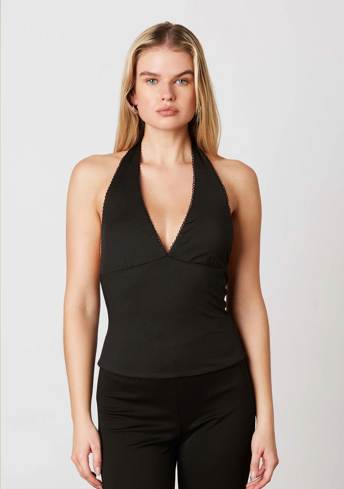 Deep v neck halter top on sale