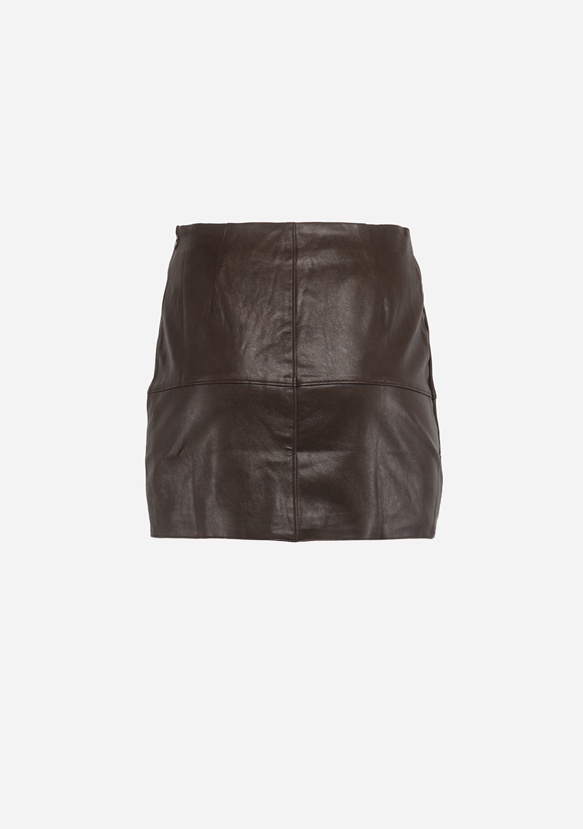 Vianna Vegan Leather Column Mini Skirt Espresso