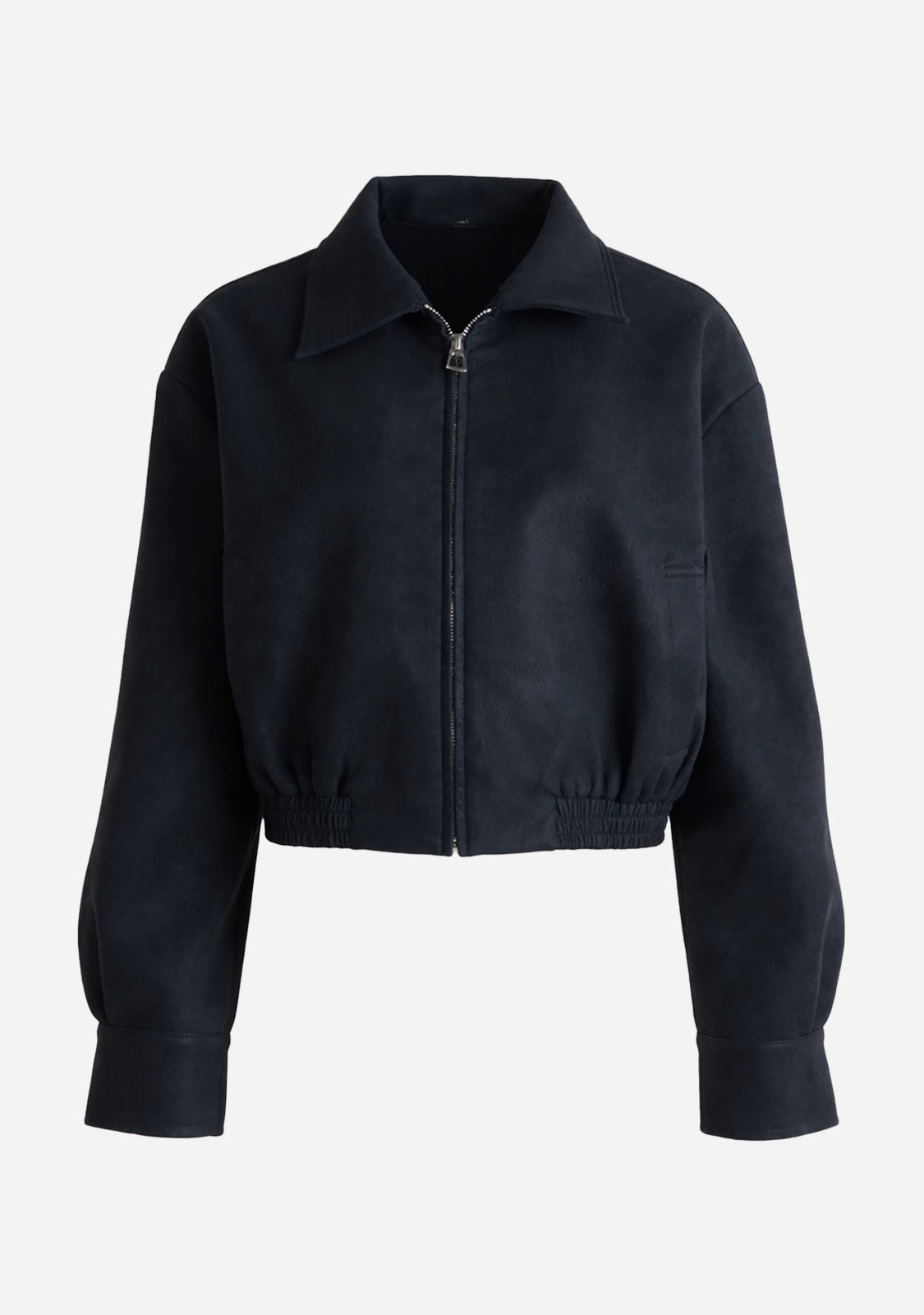 Cropped Zip Bomber Jacket Black