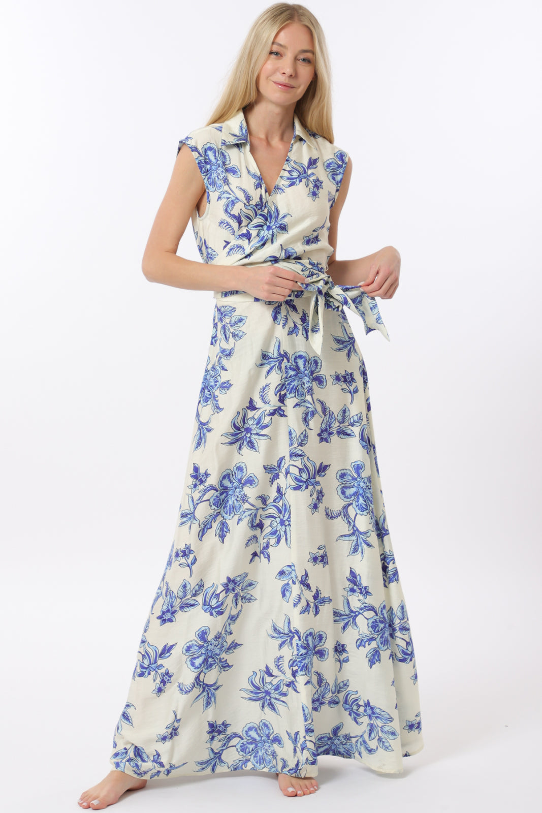 Sleeveless Elastic Back Waisted Maxi Dress