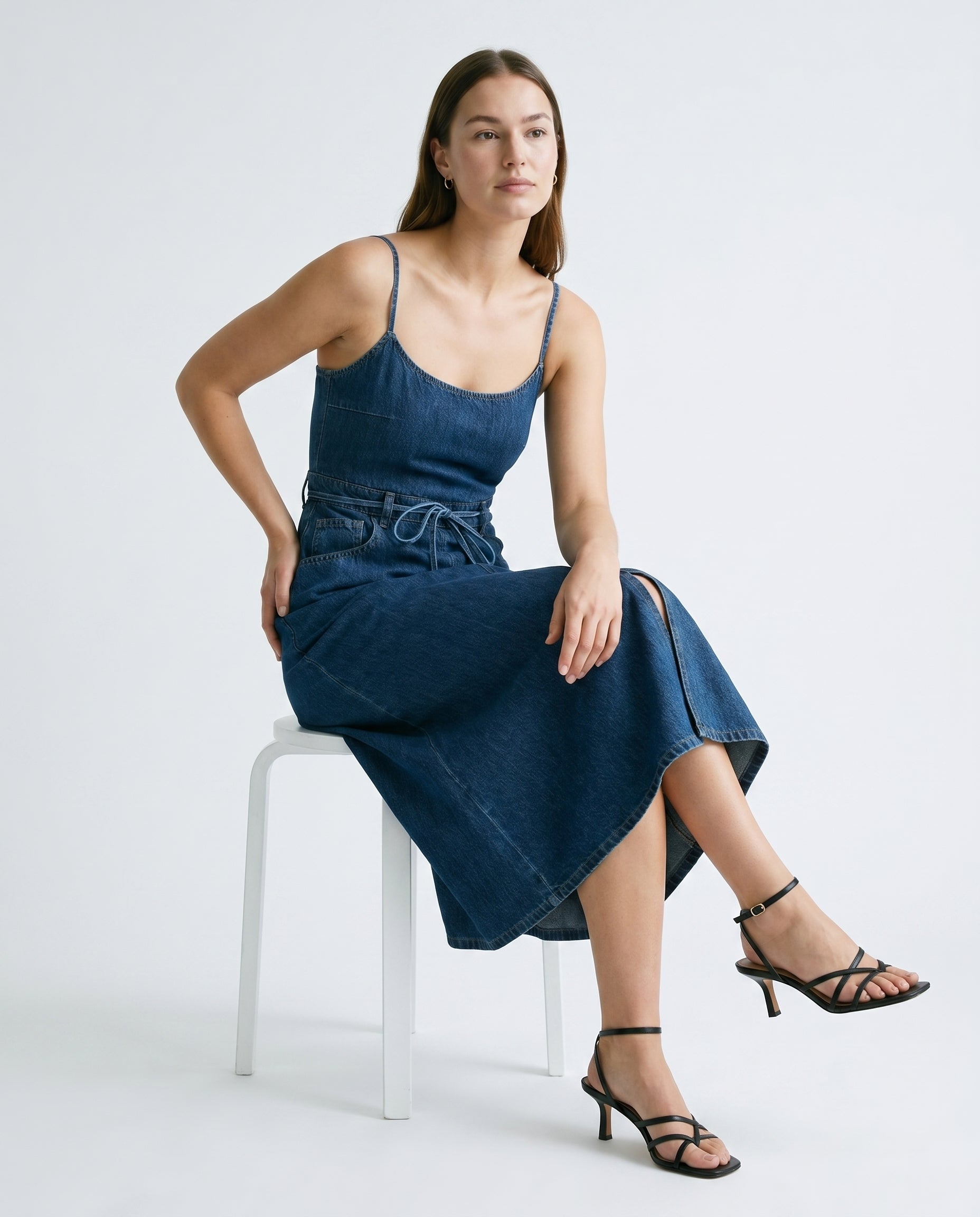 Denim Midi Dress Denim Blue