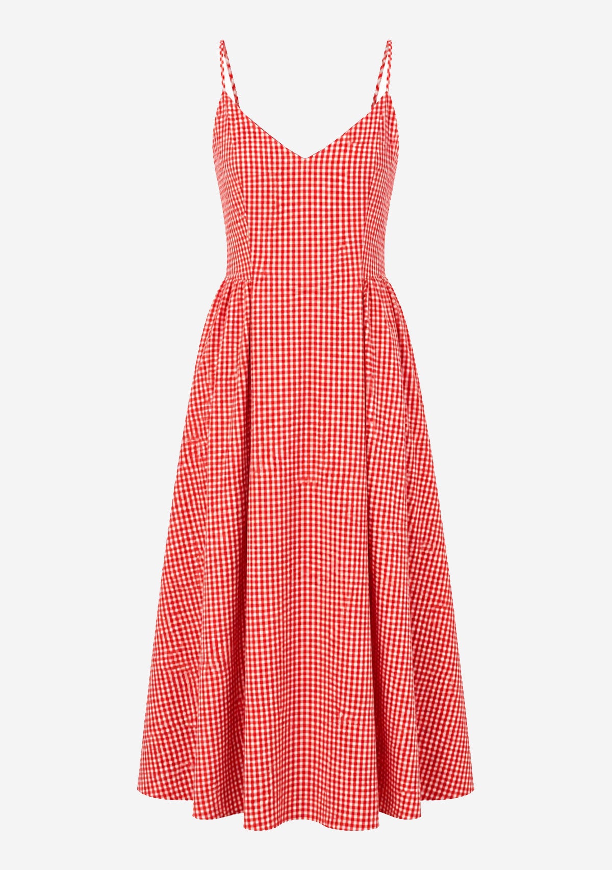 Capri Lines Gathered Hip Midi Dress Red/White