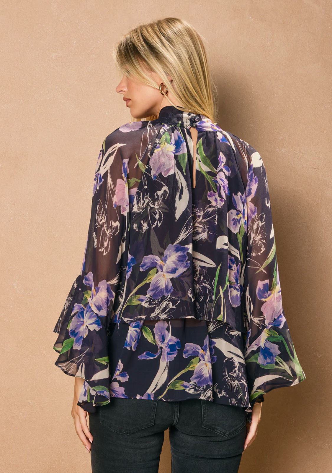 Woven Long Sleeve Blouse Midnight Iris