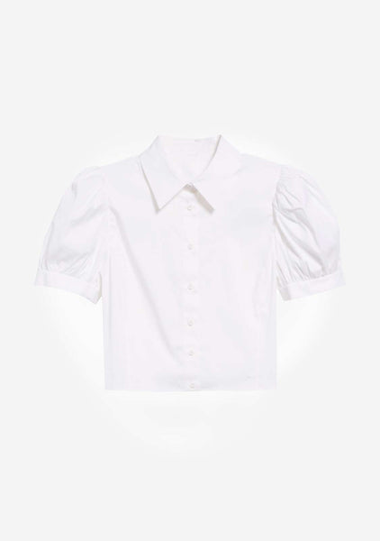 Poplin Short Puff Sleeve Blouse | The Latest Scoop