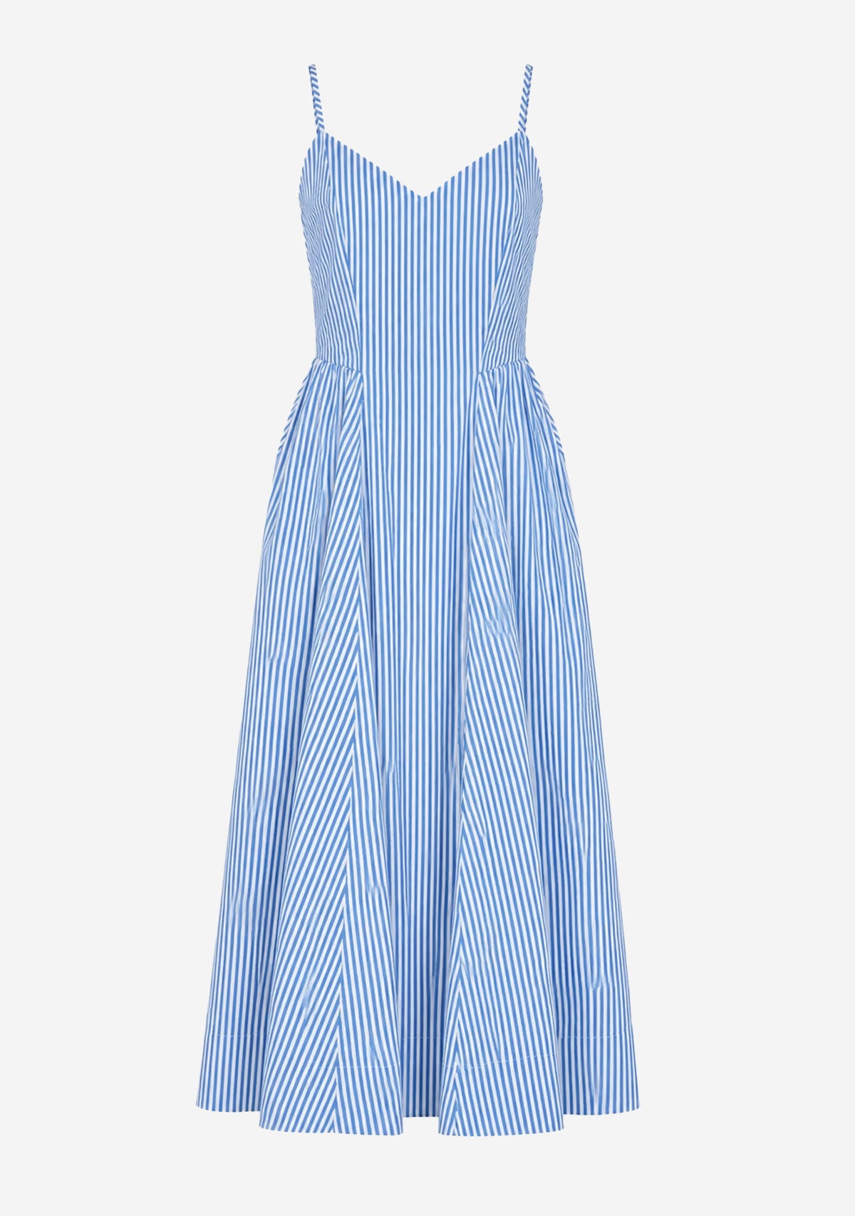 Capri Lines Gathered Hip Midi Dress Blue/White
