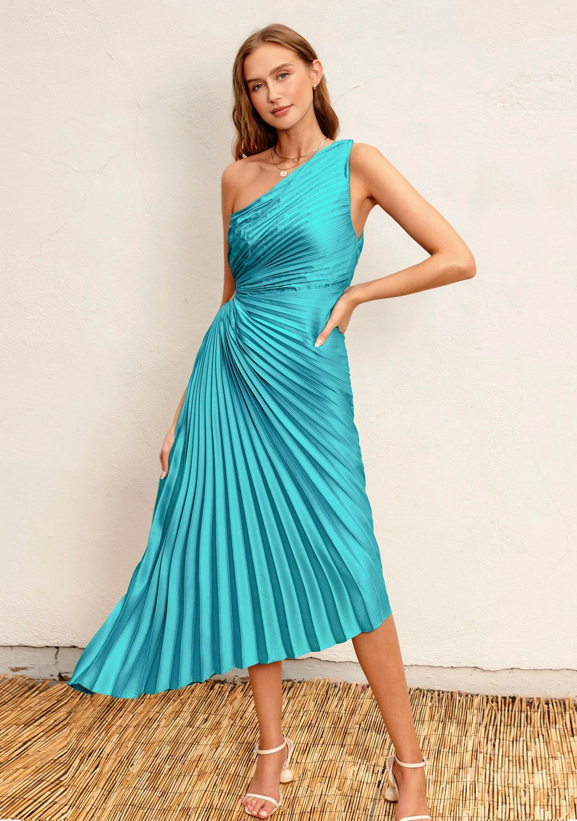 Olympia Asymmetrical Pleated Maxi Dress The Latest Scoop