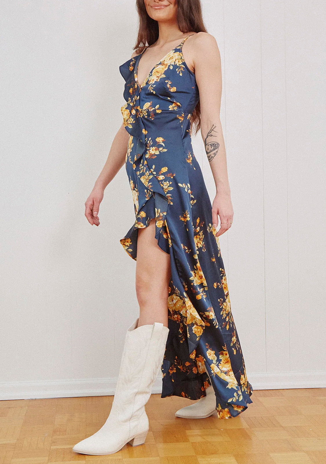 Open Leg Floral Dress