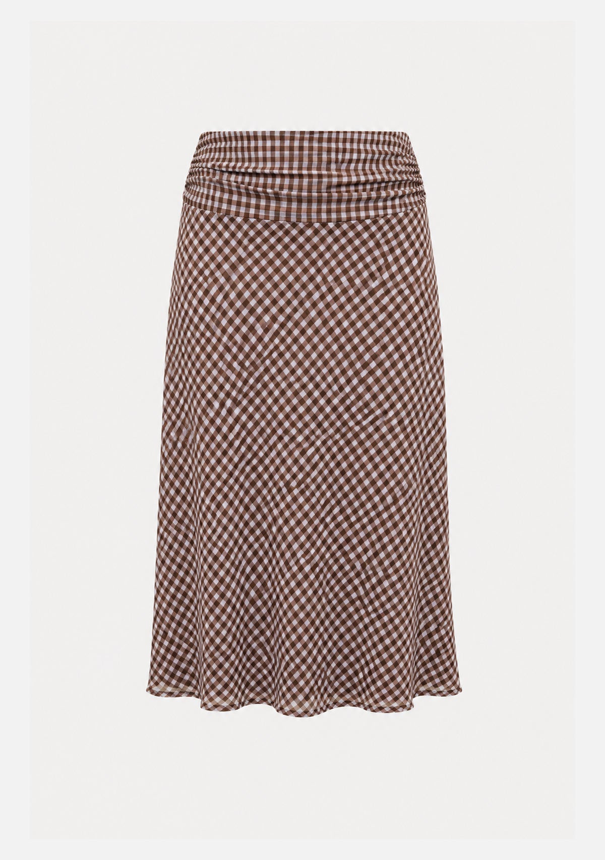 Low Rise Midi Skirt Lavender Brown Gingham