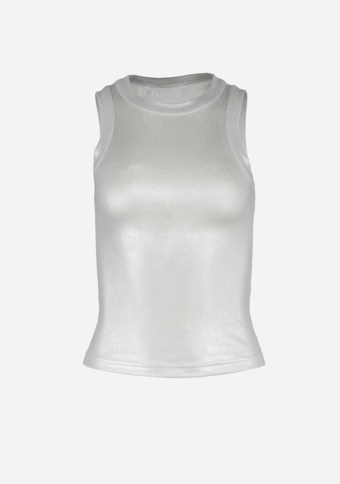 Metallic Coated Ribbed Knit Sleeveless Top