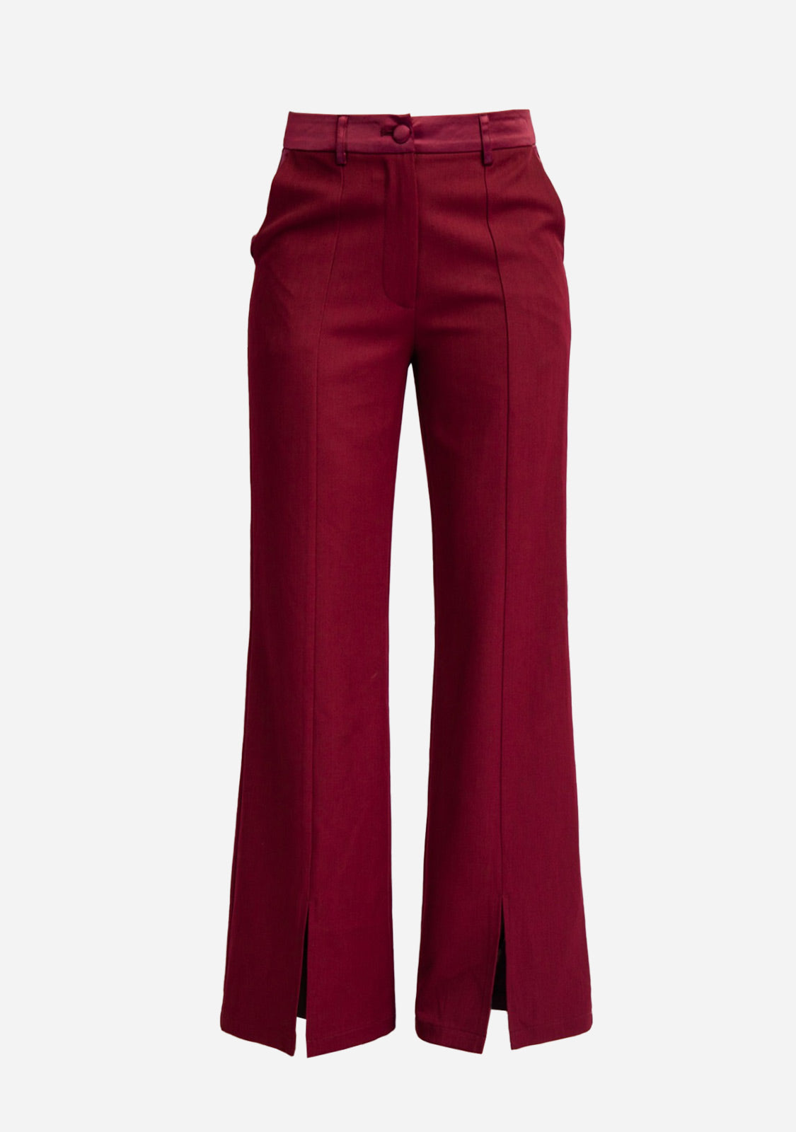 Woven Tailored Pants With Satin Contrast Insert