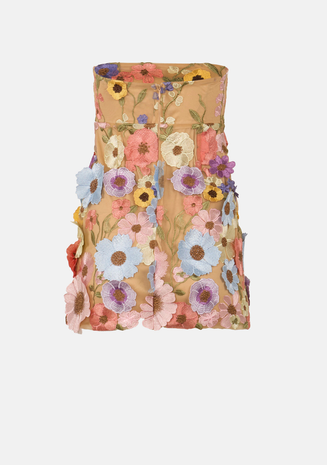 Flower 3D Embroidery Tube Mini Dress