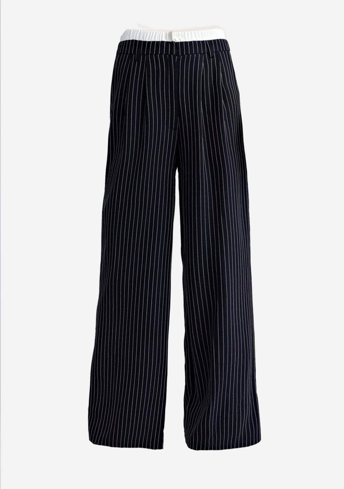 Pinstriped Contrast Waistband Trouser