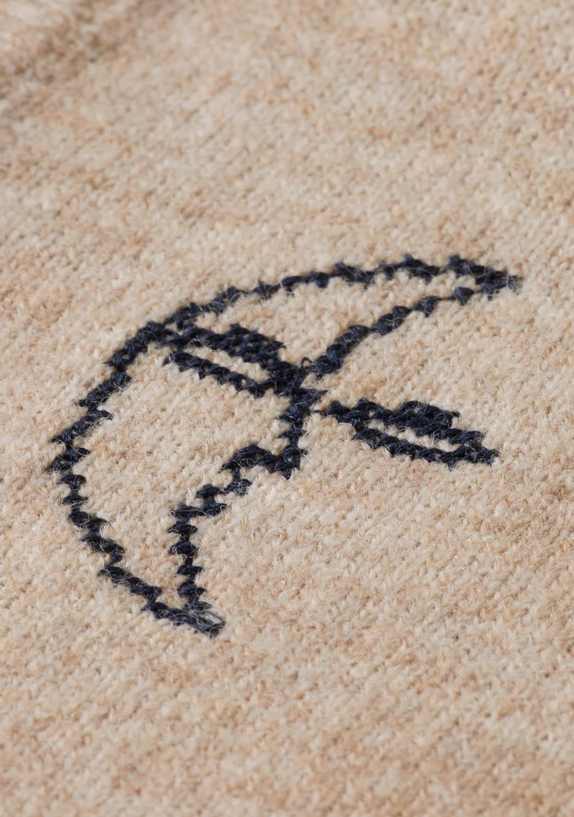 Embroidered Crew Neck Knitted Vest Oatmeal  Melange