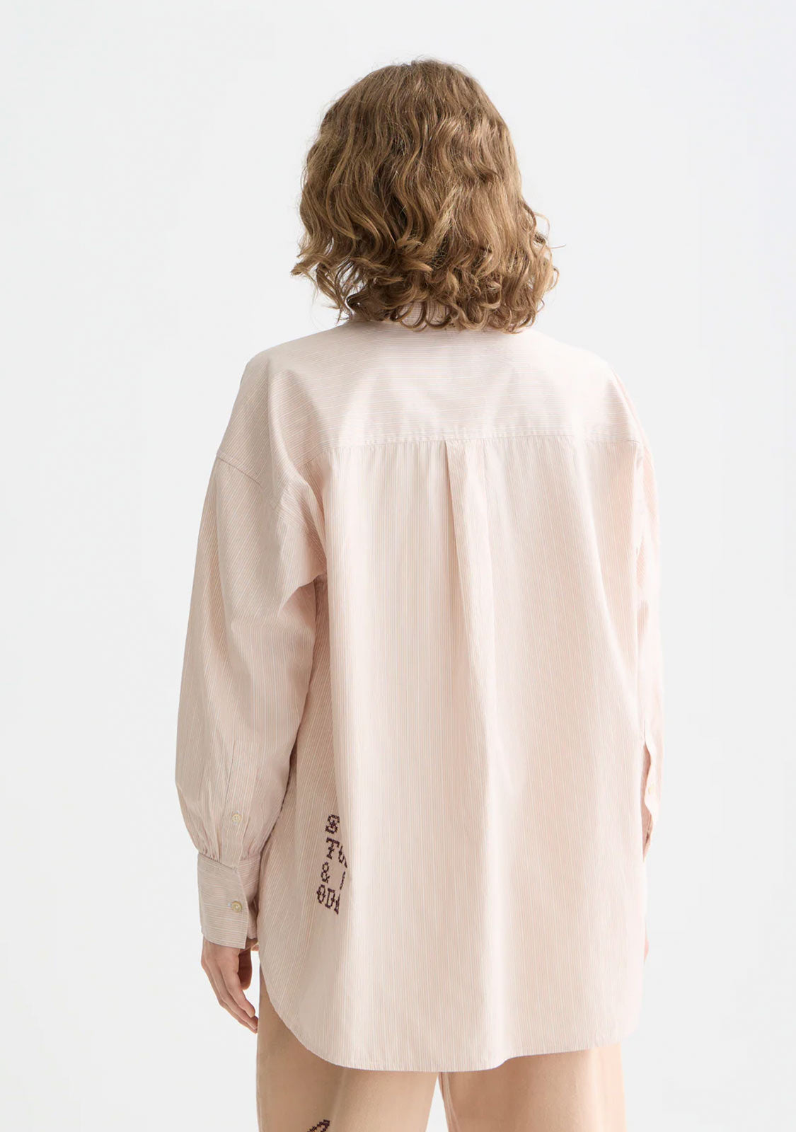 Embroidery Girlfriend Shirt Rose Dust Stripe