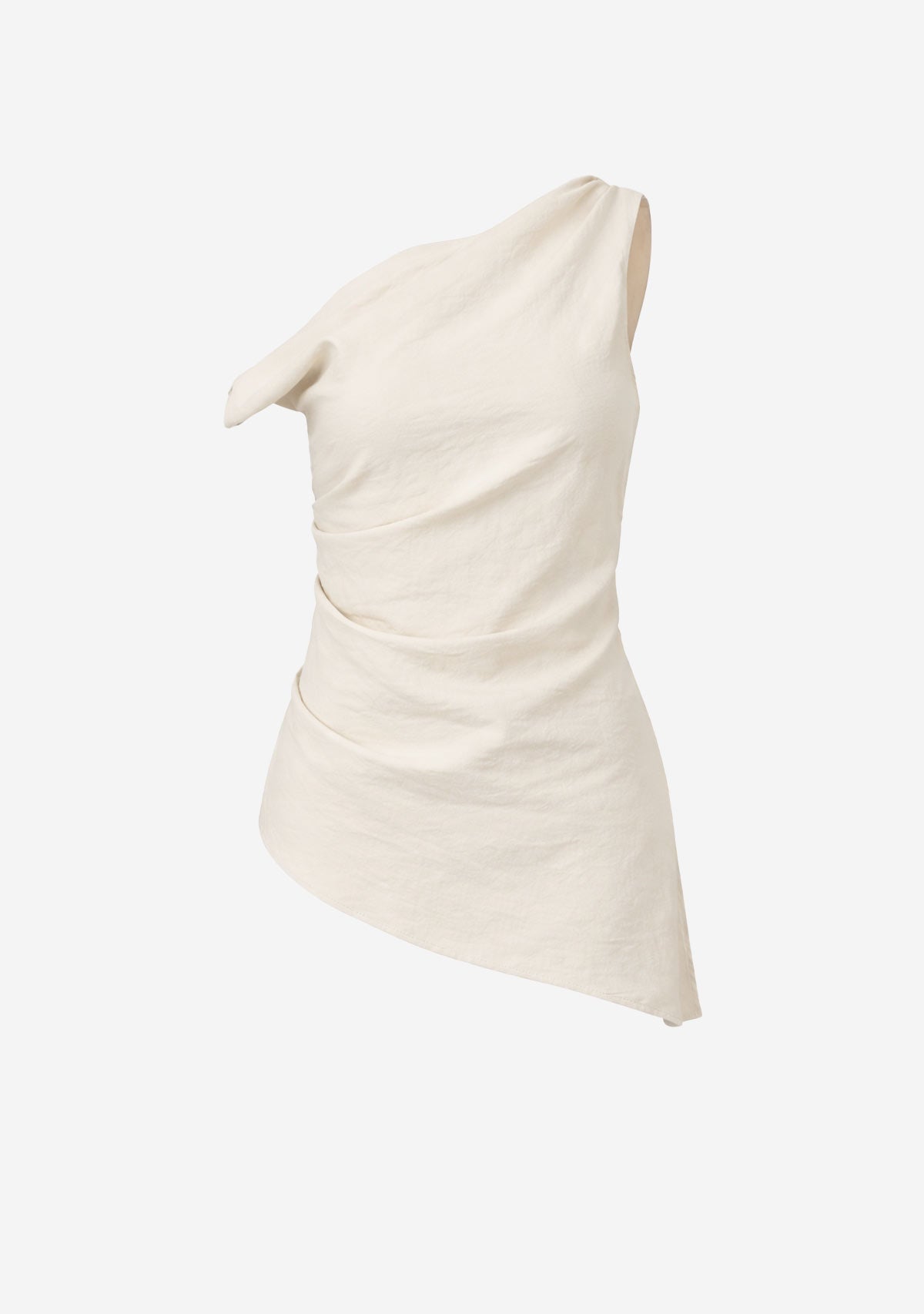 Asymmetrical Shoulder Tunic Top Vanilla
