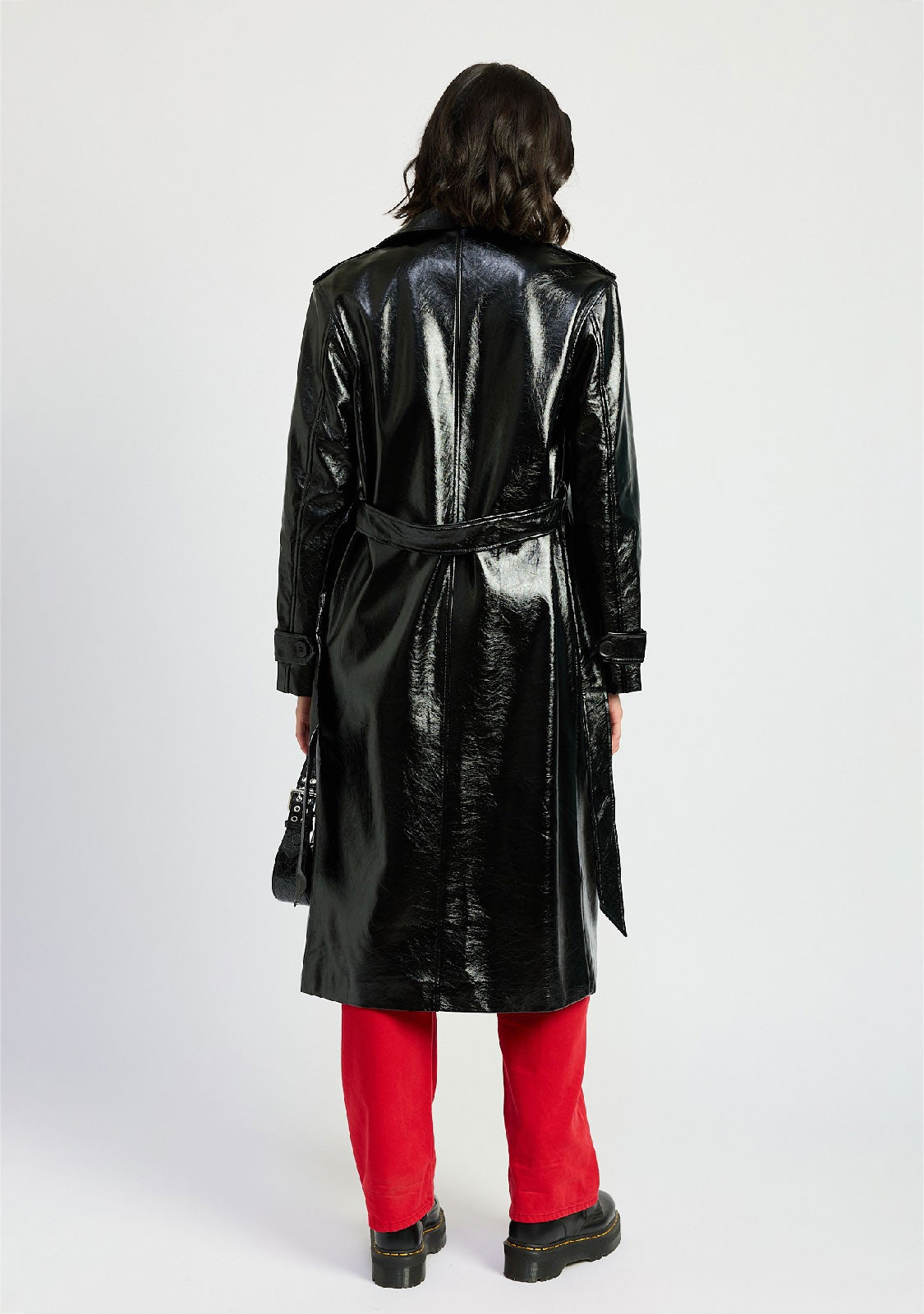 Faux Leather Trench Coat