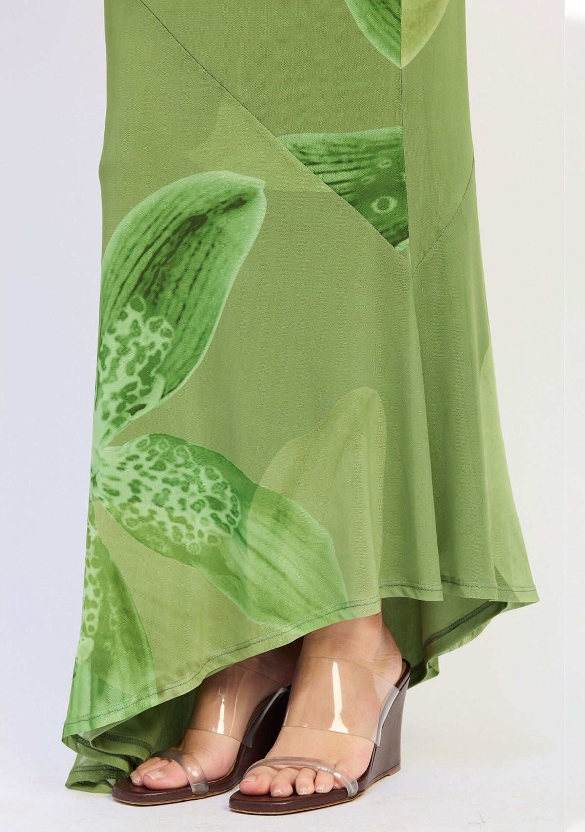 Mermaid Maxi Skirt Green Floral