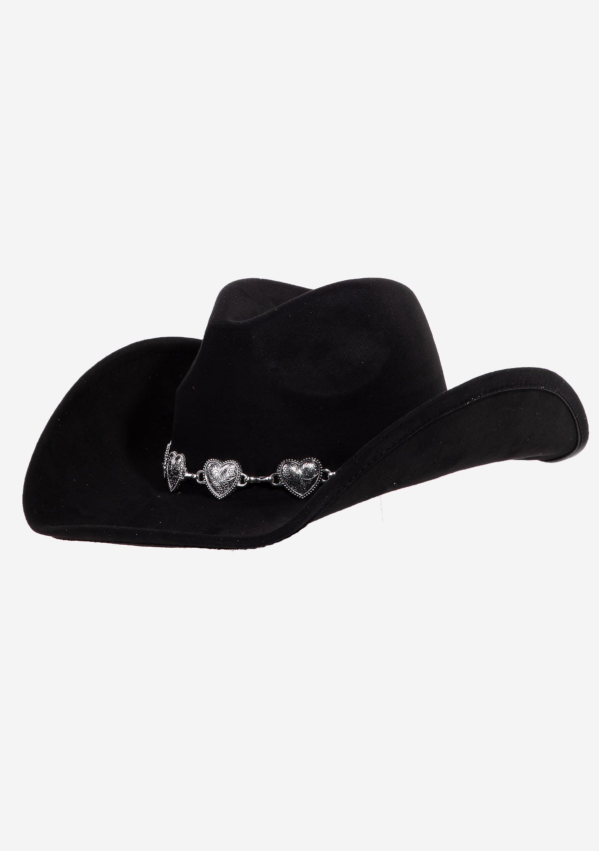 Engraved Heart Charms Band Cowboy Hat