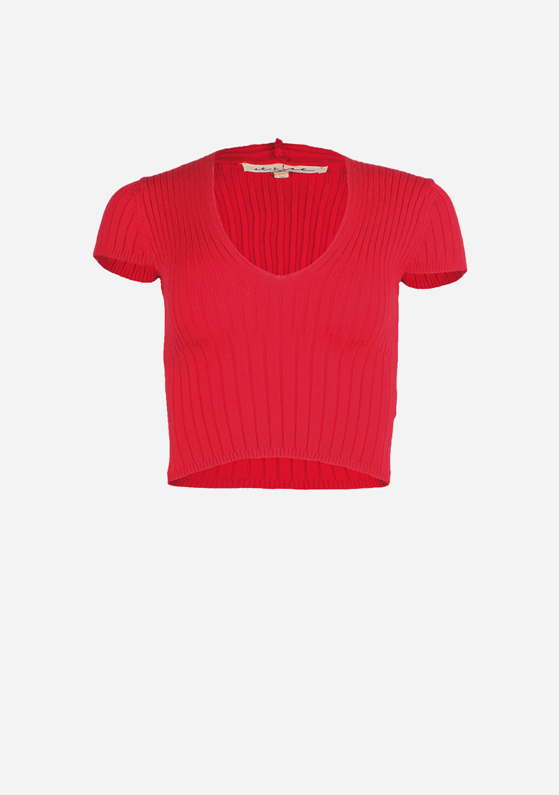 Fitted Cotton Ribbed Knit Top