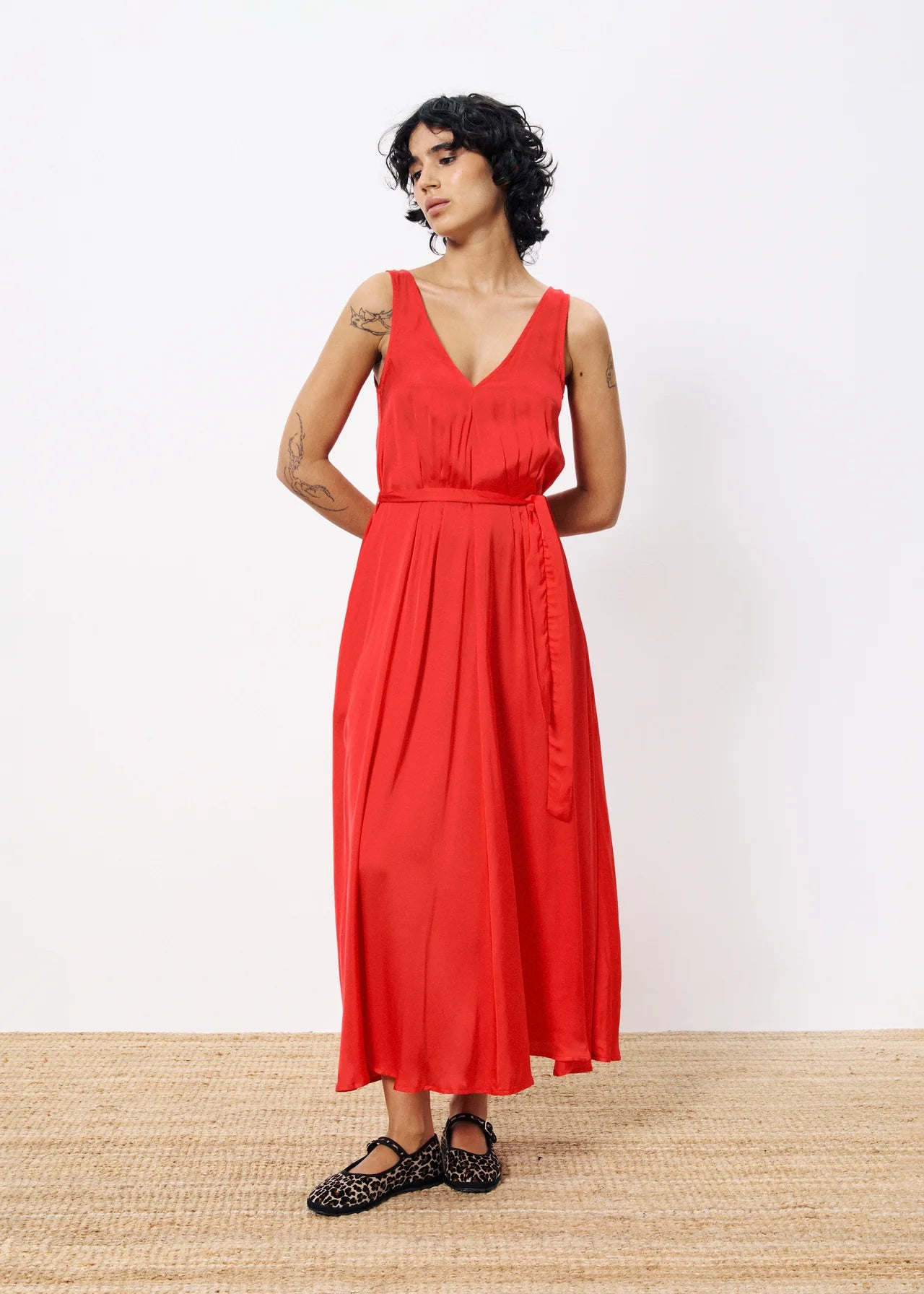 Achouak Satin Dress Rouge