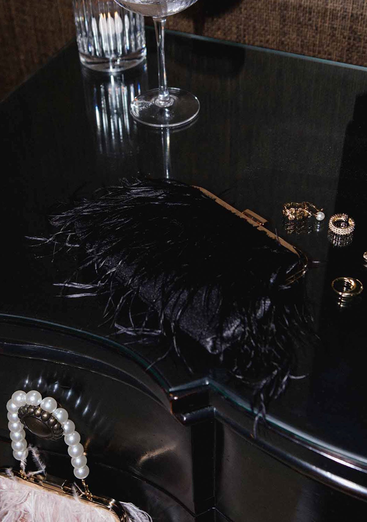 Black Feather Clutch