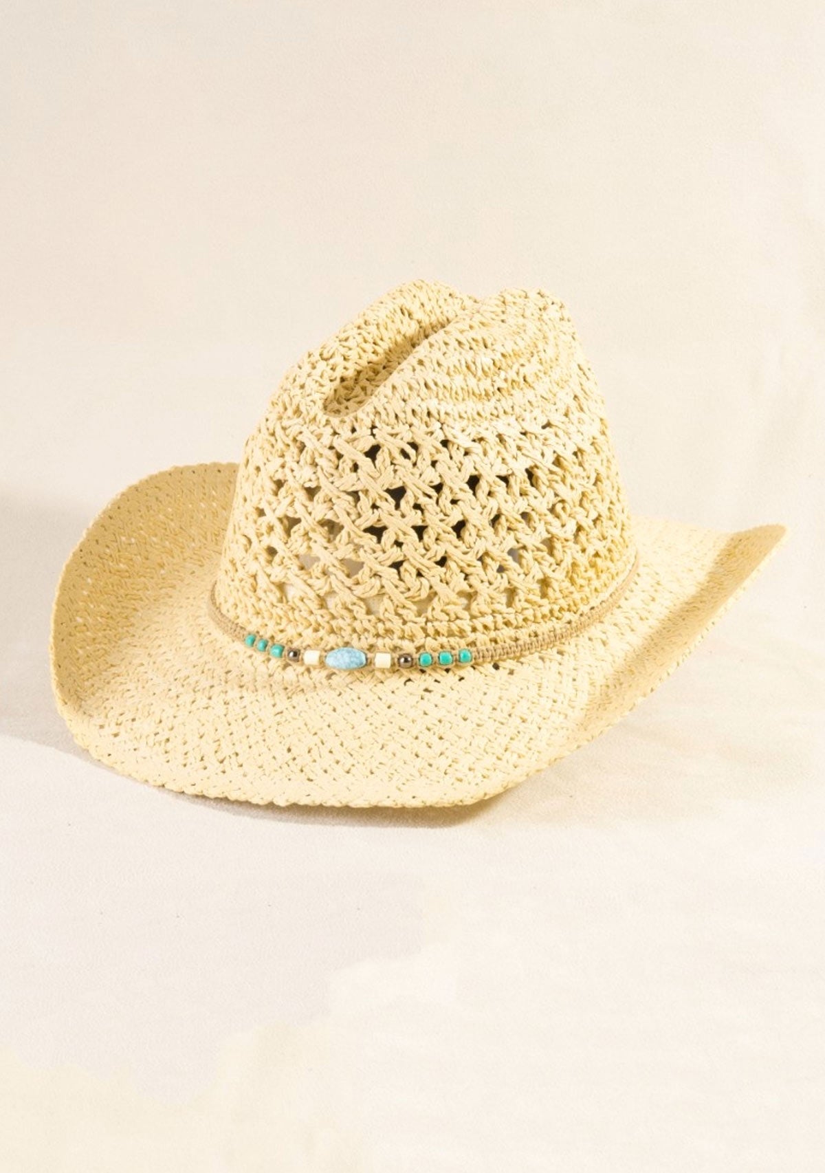 Braided Beads Straw Cowboy Hat