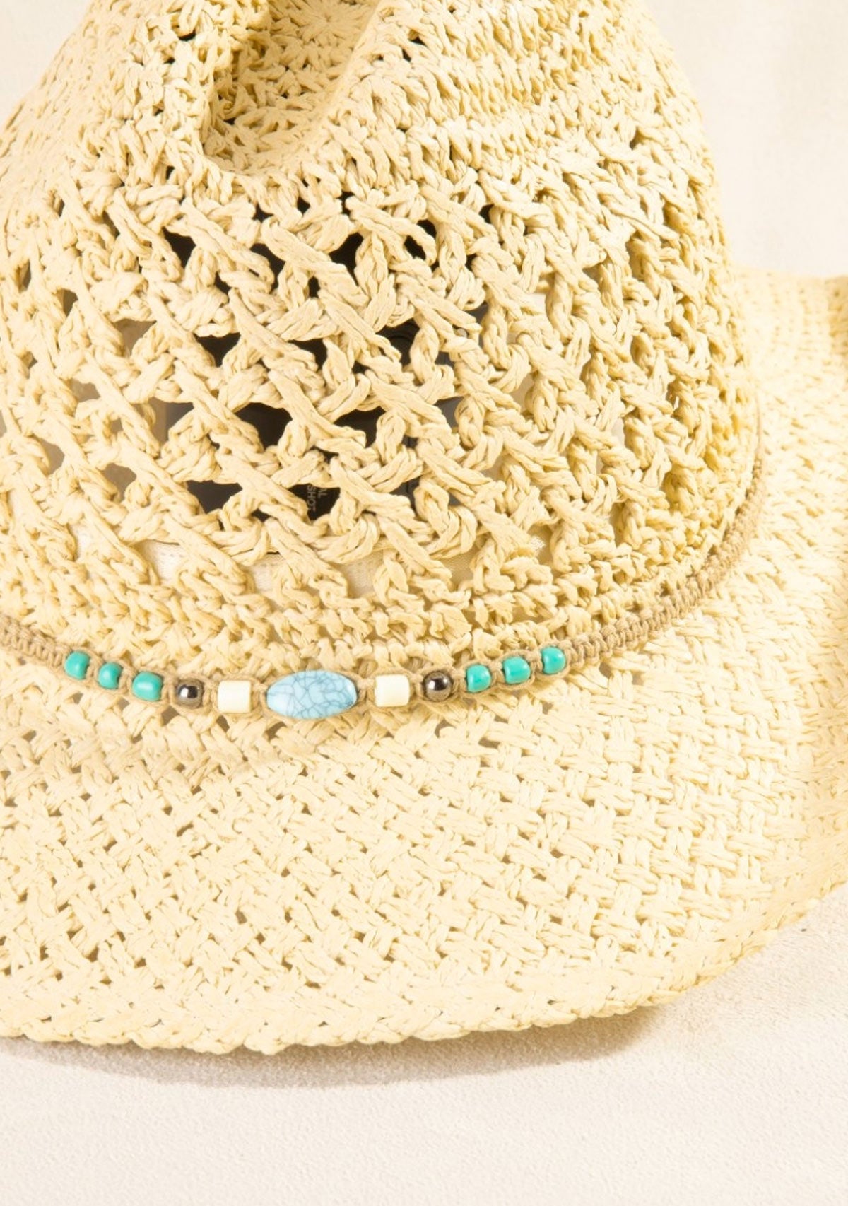 Braided Beads Straw Cowboy Hat