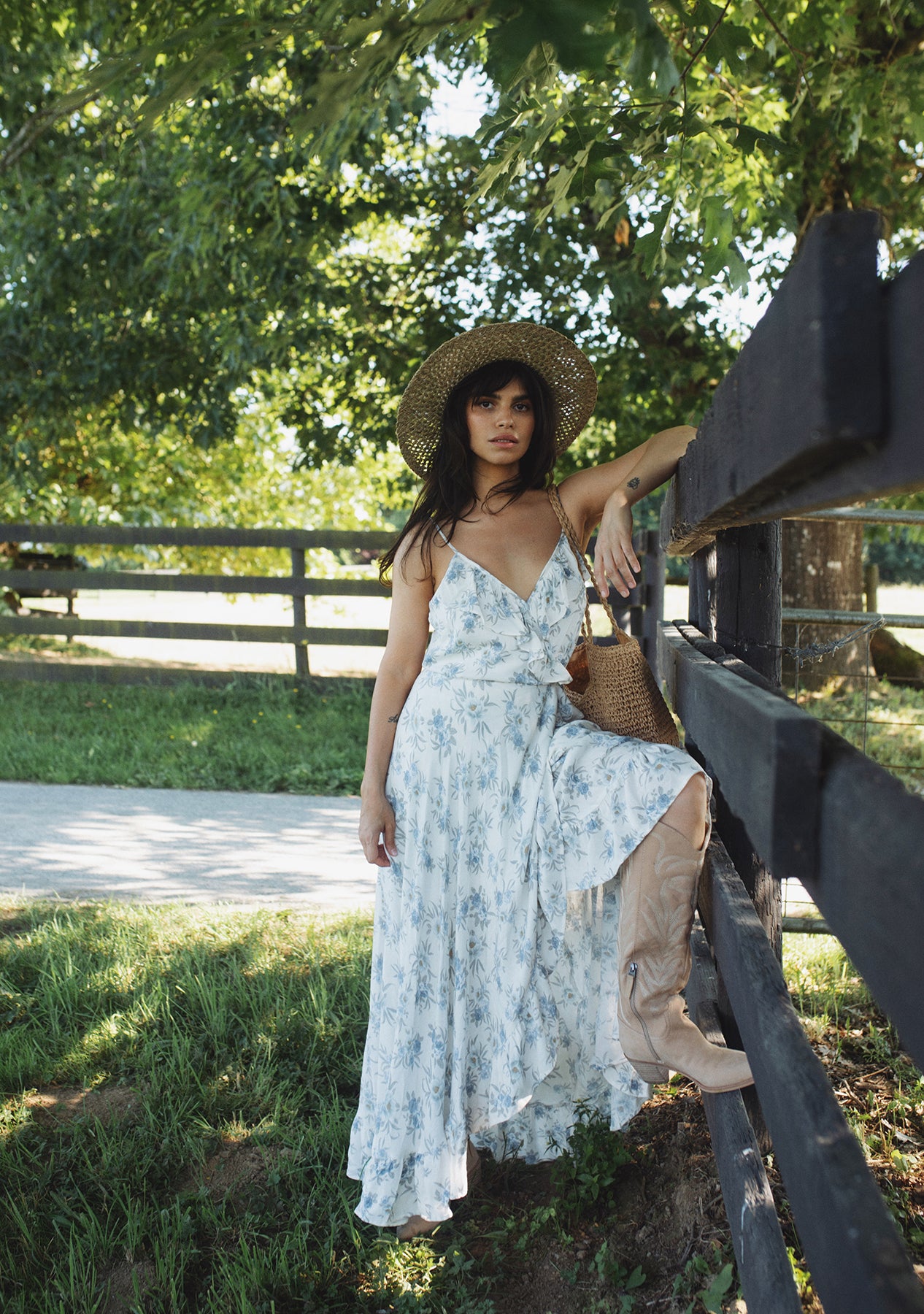 Floral layered maxi dress sale