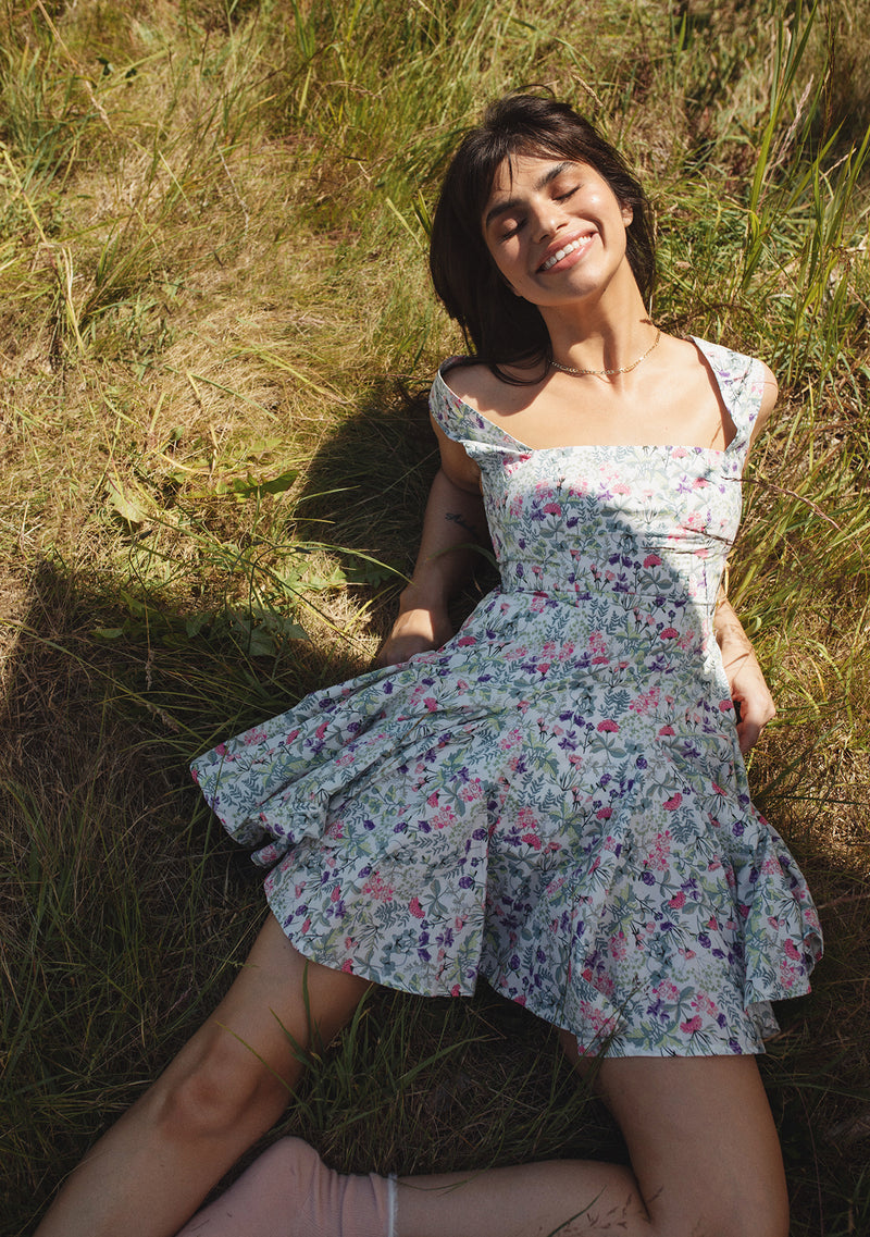 Floral Square Neck Mini Dress
