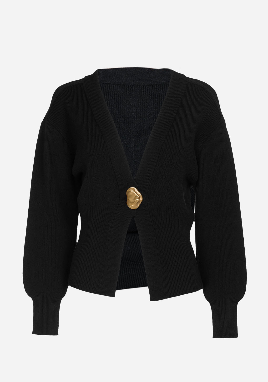 Chic Classy Elevated Basics Gold Button Cardigan Black