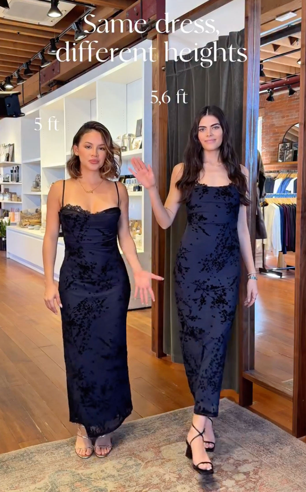 Spaghetti Bra Cup Mesh Velvet Burn Out Midi Dress Black/Navy