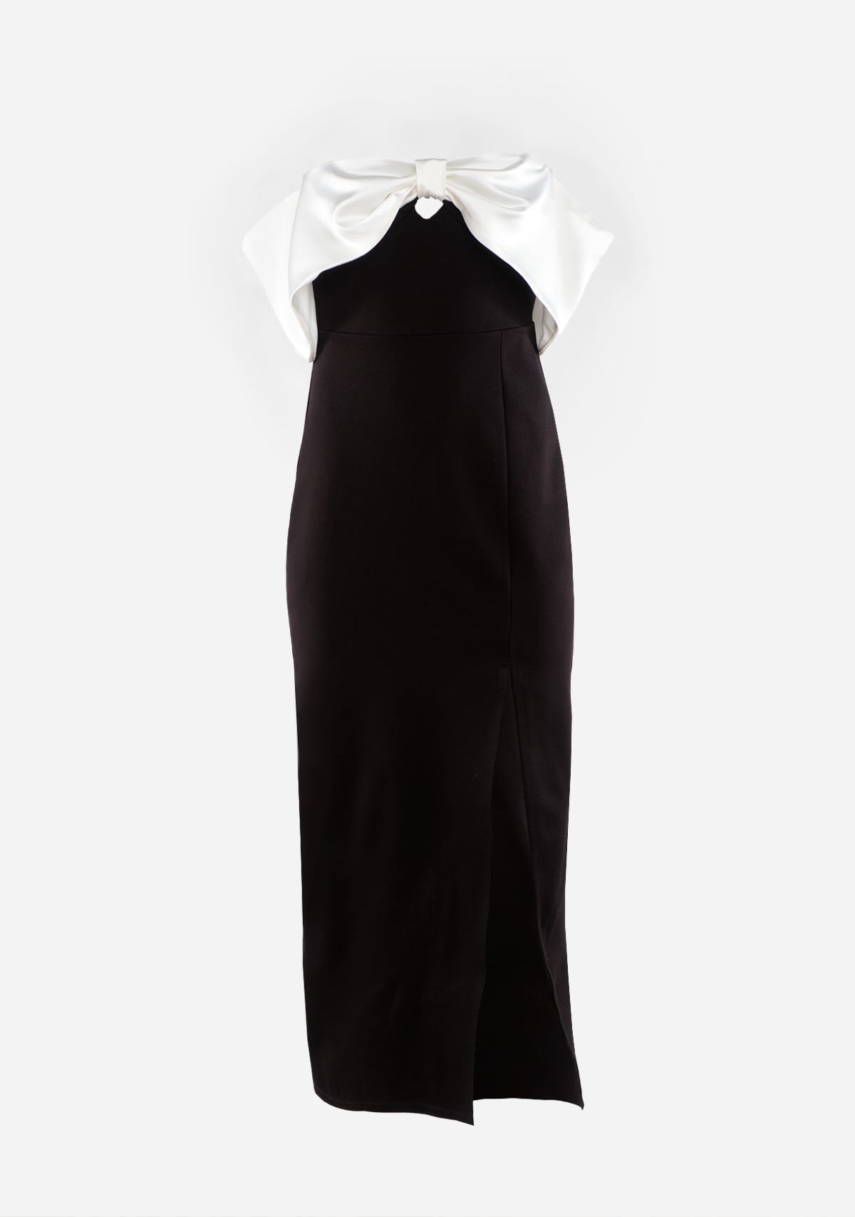 Contrast Bow Design Off Shoulder Maxi Dress Black/White