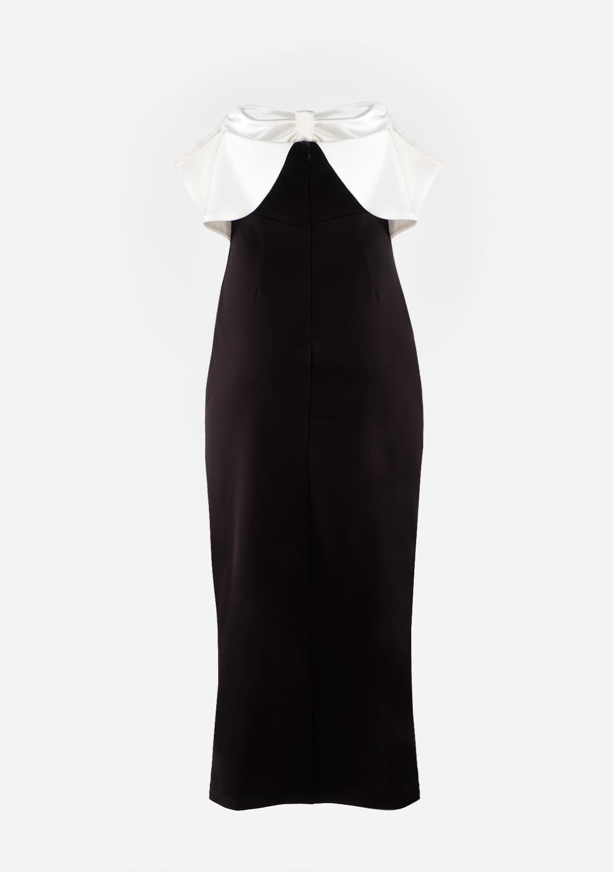 Contrast Bow Design Off Shoulder Maxi Dress Black/White