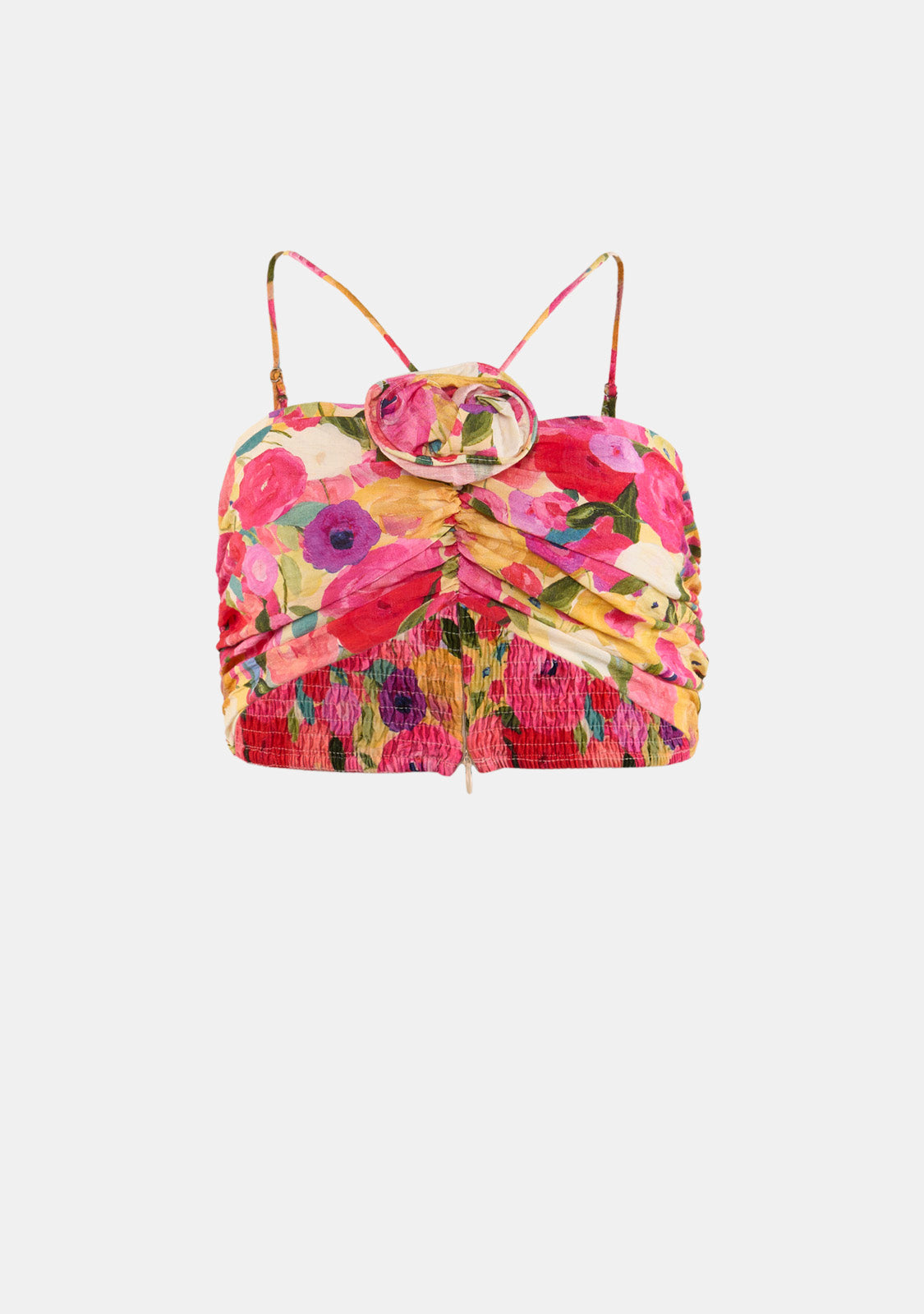 Floral Print With Flower V Strap Top