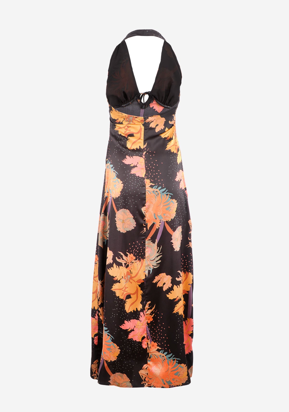 Halter Neck Maxi Dress Black Multi